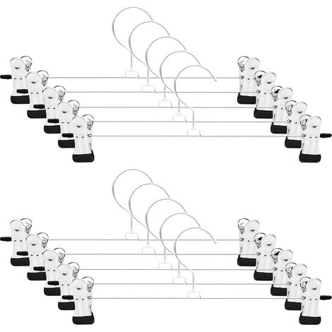10 Cintre,Pince 30cm,Acier inoxydable,Réglable,Vêtements,Pantalons,Jupes,Garde-robe (1/5)