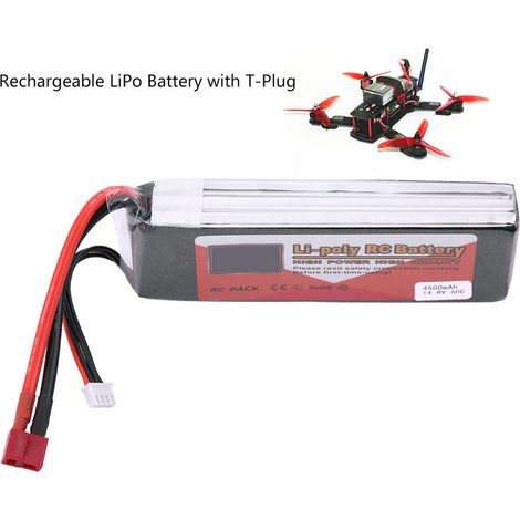 Batterie LiPo RC 4S 14.8V 4500mAh 60C avec Connecteur T pour Modélisme (1/4)