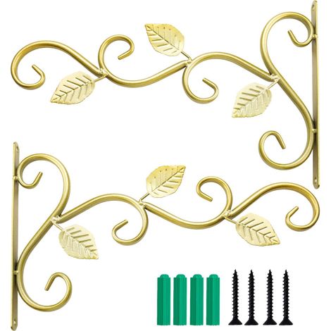Lot de 2 crochets muraux pour plantes suspendues, support mural en fer de 30 cm, crochets multifonctions pour plantes suspendues, paniers à fleurs, mangeoires à oiseaux et carillons éoliens