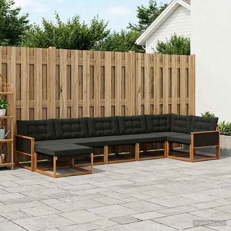 vidaXL Outdoor-Sofagarnitur 7 Stk. Natürlich und Schwarz (1/5)