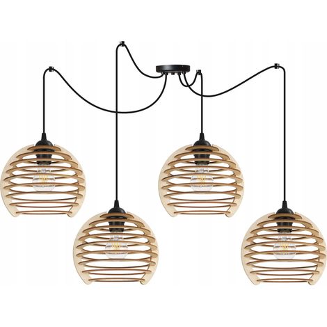 Hängelampe, Deckenleuchter, Holz, LED-Lampenschirm (1/5)