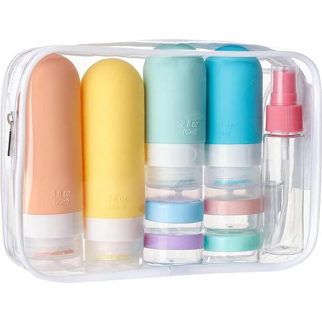 Flacons De Voyage en Silicone, 16 Pièces Flacon Voyage Réutilisable et Étanche Contenant de Bouteilles de Lotion, pour Cosmétiques,Shampoing,Voyage sans BPA Set (1/5)