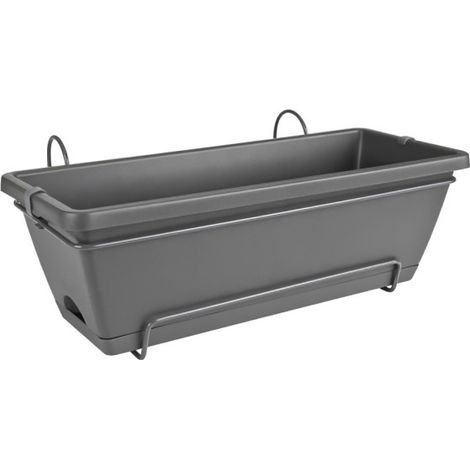 Balconière 50x28x19 cm – 100% recyclé – Anthracite – Arrosage facile – Pour balcon extérieur – Elho (1/7)