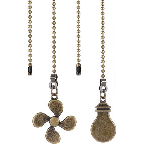 Lot de 2 chaînes de traction en métal pour ventilateur de plafond de 30 cm - Rallonge de câble - Décoration - Bronze (1/5)