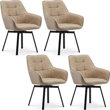 Esszimmerstühle 4er Set drehbar Kunstleder Beige mit Armlehnen (1/5)