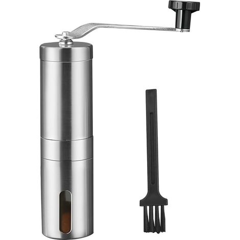 Molinillo de café manual, Acero inoxidable, Molinillo de granos con ajustes regulables, Desmontable, Lavable, Apto para Aeropress, espresso (1/5)