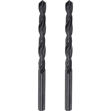 Lot de 2 forets hélicoïdaux à tige droite en acier rapide 6542, forets entièrement rectifiés en oxyde noir, 6,1 mm, diamètre du foret 93 mm, longueur totale (1/5)
