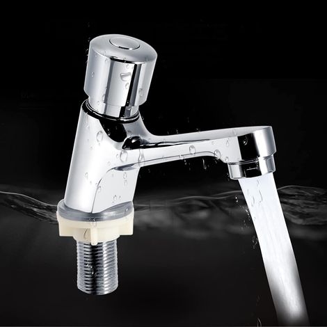 CCYKXA 1 Piece Time Delay Pressure Tap, Cold Water Pressure Tap, Bathroom Sink Faucets, Bathroom Faucet, Cold Water Hand Wash Tap for Bathroom and Kitchen (1/5)