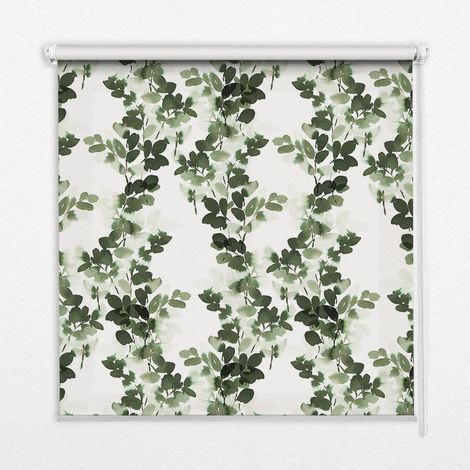 Innenrollo Fensterrollo - Rollo ohne Bohren - Sichtschutzrollo - Lichtdurchlässiges Rollo - Rechteckiges - Rollo - (130 cm x 140 cm) - Blätter
