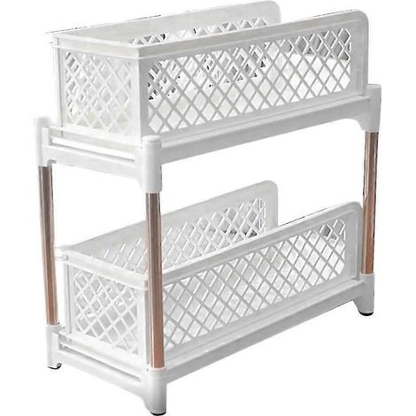 Schiebe-Er-Gleitregal, 2-stufiger Korb, Badregal-Set, tragbarer Izer für den Schrank (1/4)