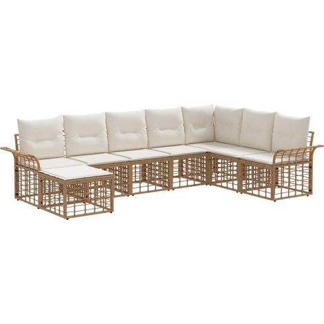 vidaXL Ensemble de canapés d'extérieur 8 pcs Blanc Naturel et Crème