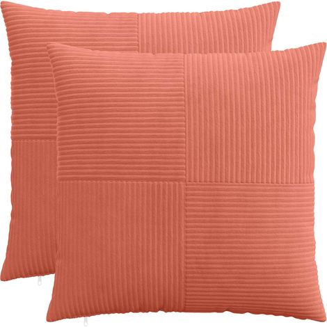 Cushion Cover 2 pcs ALMELO Red Orange 60 x 60 cm Corduroy vidaXL (1/5)