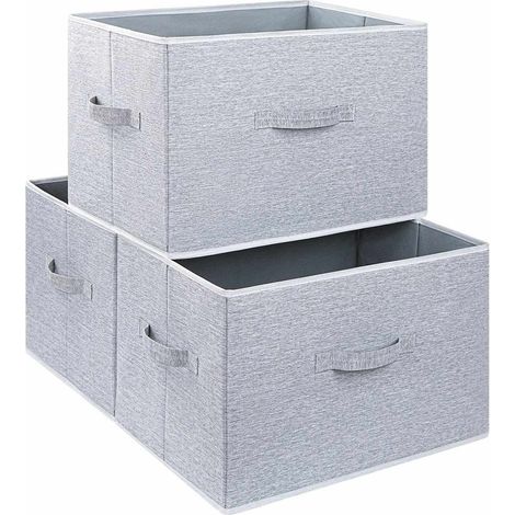 3 paniers de rangement pour organisateurs, grand panier de rangement, boîte de rangement pliable en tissu pour vêtements (beige)