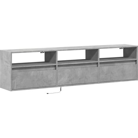 Mueble TV multimedia estante para televisión buffet para televisión comedor salón dormitorio suspendido con LED 180 x 31 x 45 cm gris 020027817