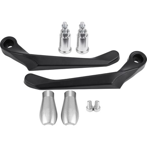 Protectores de manillar de motocicleta de 22 mm - Kit de 1 par con protectores de palanca de freno y embrague de aluminio anticontacto - Plateado (1/5)