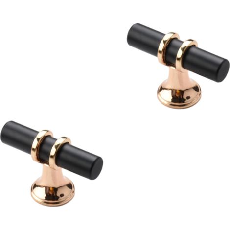 Poignée de penderie (lot de 2) en aluminium noir, poignée de tiroir pour armoire, quincaillerie pour meuble à chaussures, cave à vin, coiffeuse, longueur 50 mm (1/2)