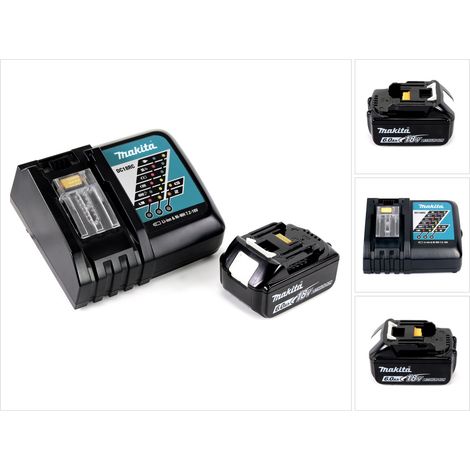 Kit batterie 18V 6,0Ah avec chargeur rapide DC 18 RC – Compatible tous outils Makita – Temps de charge 55 min – Affichage LED (1/4)
