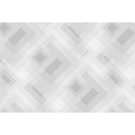 Papier peint panoramique géométrique gris bureau | Tapisserie panoramique graphique carré pour salon | Papier peint panoramique pour escalier - 267 x 400 cm (4 pièces) (1/3)