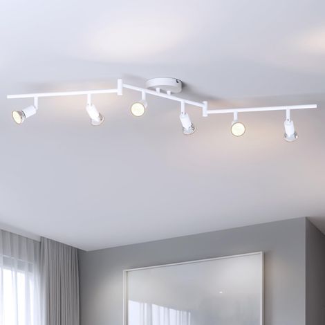 GU10 LED Ceiling Light with 6 Spotlights, Rotatable Indoor Lights, Frosted White, Metal Spotlight (Without Bulb) (1/5)