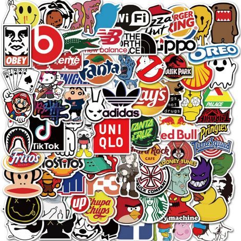 CSPARCV 101 Wasserfeste Doodle-Aufkleber. Vinyl-Aufkleber für Skateboards, Scrapbooking, Thermoskannen, Laptops und Autos, für Kinder und Erwachsene. (1/4)