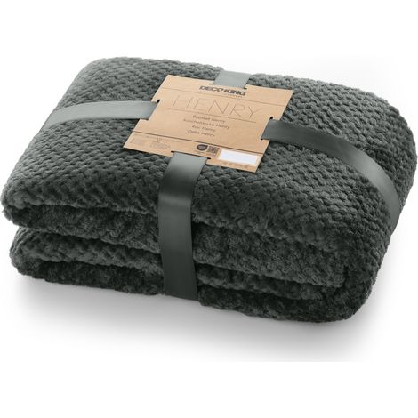 DecoKing- Coperta in microfibra, pile morbido, Tessuto, 150 x 200 cm, Grigio (1/5)