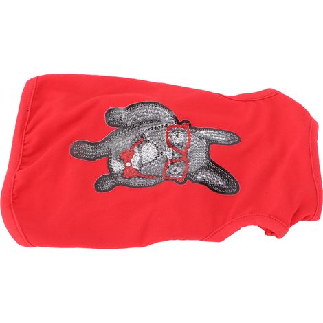 T-shirt pour chien mignon, doux et respirant, à motifs avec strass, pour chiots et animaux de compagnie. Décoration et protection. Rouge, taille M.