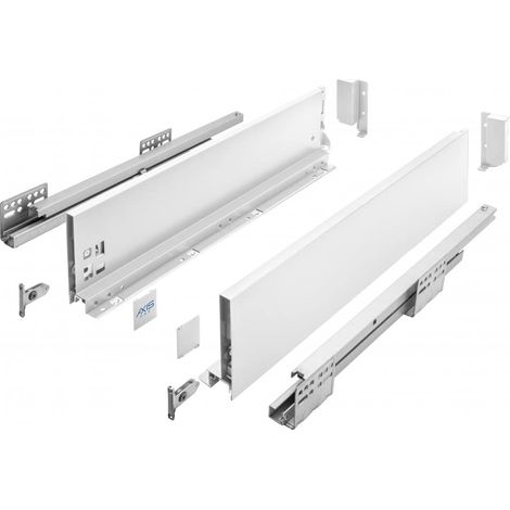 GTV- Sistema di Cassetti AXIS PRO, Set Guide Scorrevoli per Cassetti, Set di Cassetti, Portata fino a 40 kg, Cassetti Scorrevoli Con Chiusura ammortizzata - Larghezza 550mm, Altezza 120mm, Bianco