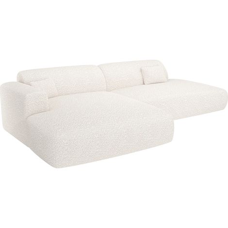 Canapé d'angle gauche ouvert en tissu bouclette blanc POGNI de Maison Céphy (1/5)
