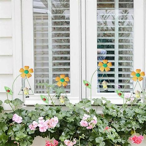 Fleurs de jardin en fer, 6 tuteurs décoratifs en fer pour plantes A-- (1/5)