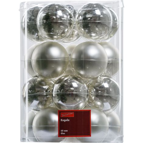 TrendLine Christbaumkugeln 20 Kugeln Ø 6 cm Glas Silber Weihnachtskugeln (1/3)
