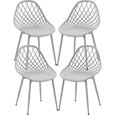 H.J WeDoo Chaise Scandinave Lot de 4, Chaise Salle a Manger avec Pieds en métal, Pieds Réglables pour Salle à Manger, Salon, Cuisine et Chambre, Gris (1/5)