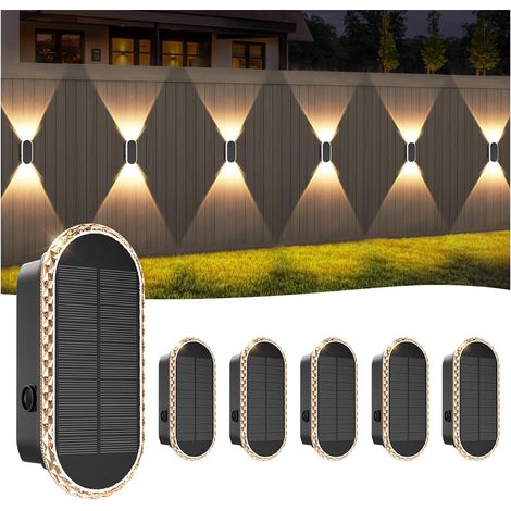 Applique solaire d'extérieur, lampes solaires d'extérieur, 6 pièces eclairage exterieur solaire 3000K/4000K/6000K lampe solar étanche pour clôture mur terrasse jardin balcon décoration (1/5)