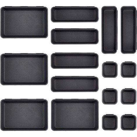 16 Pcs Desk Drawer Organizer Set 3 Size Trays Plastic Makeup Organizers Silverware Drawer Storage Dividers Bathroom Vanity Units for Dresser, Vanity, Utensils (1/4)