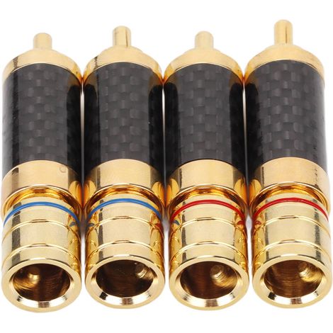 Connecteurs RCA dorés 4 pièces pour câbles haut-parleur 8mm - Qualité HiFi, blindage et soudure optimale
