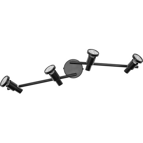 LEDVANCE LED SPOT GU10: 4 x 3,4W, 920lm, noir, température de couleur de 2 700K, lumière chaude, design intemporel, ampoule LED interchangeable, idéale pour les intérieurs, CRI 90, têtes réglables.