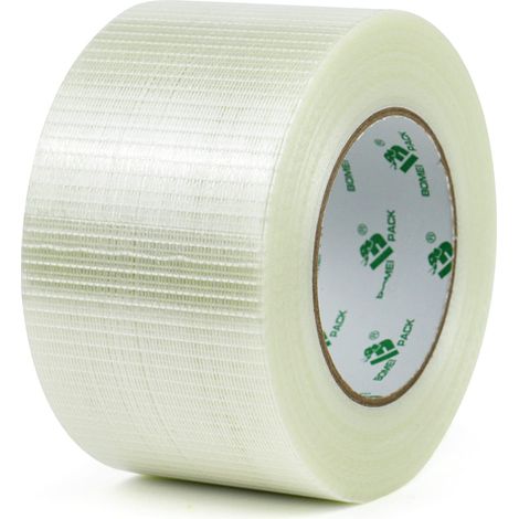 Ruban de cerclage de filament, Rouleau Adhésif en Fibre de Verre Renforcé Transparent 75 mm x 50 m (1/5)