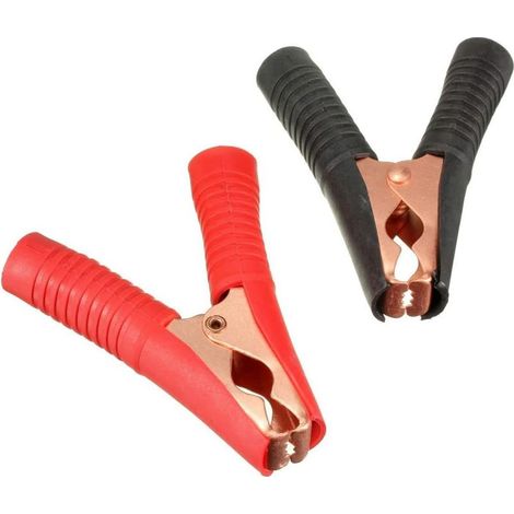 2 Pièces Pinces Crocodiles de Batterie de Voiture de 90mm de Long, Pinces de Batterie isolées 100A, Pinces de câble de Cavalier en cuivre pour Bateau de véhicule de Camion de Voiture (1/4)