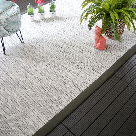 Tapis intérieur / extérieur - Bornéo blanc - Ganse anthracite - 160 x 230 cm (1/5)