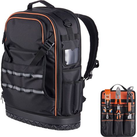 Professionelle Werkzeugtasche mit 65 Fächern, Laptopfach, geformtem Boden, besonders robust für Elektriker, Reparaturfachleute und HLK-Techniker. (1/5)