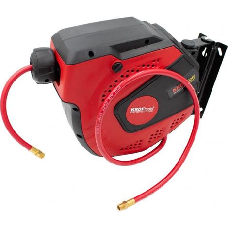 Enrouleur pneumatique automatique 10 mètres – Pression max 120 Psi – Raccord 1/4 BSPT – Boîtier en polypropylène et tuyau PVC – Kroftools (1/4)