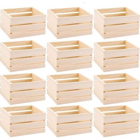 Ensemble de 12 boîtes en bois d'un diamètre de 12,7 cm (5 pouces), boîtes de rangement rustiques et empilables, décorations de ferme pour l'artisanat.