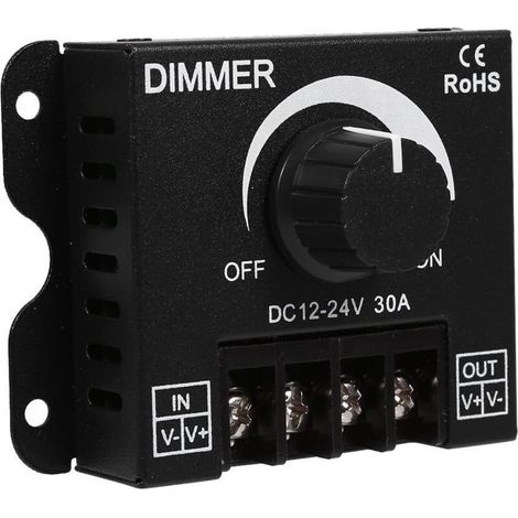 Interrupteur de Gradation à Large Plage, Interrupteur ON/OFF avec boîtier en aluminium noir, Gradateur Maxi 30A, Contrôleur de Commutation pour la couleur simple de bande de LED (DC1224V) (1/5)