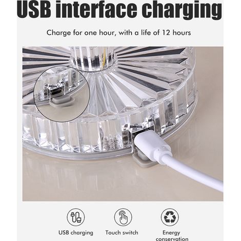 Lampe de table tactile en cristal rechargeable, 16 couleurs RGB changeantes, lampe de chevet décorative pour chambre ou salon (1/5)
