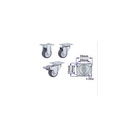 Juego de 4 ruedas giratorias para muebles con placa fija y rodamientos de bolas, ruedas de goma (1 pulgada) (1/3)