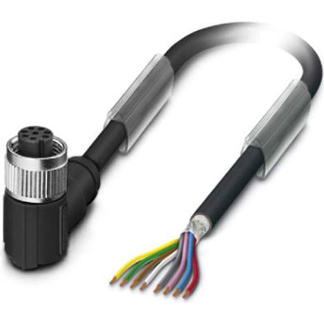 M12 Sensorleitung PUR 8-polig Buchse gewinkelt geschirmt/schlepp. A-Kodierung, Länge 4,0 Meter schwarzgrau RAL 7021, Kabel Außendurchmesser 5,9mm - 1 Stück