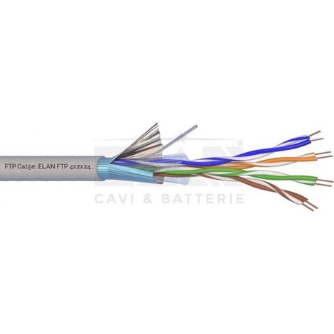 Elan cavo rete CAT.5E FTP 4x2x24AWG 100% rame 50Mt o 100Mt o 305Mt - 098243S  100 Mt