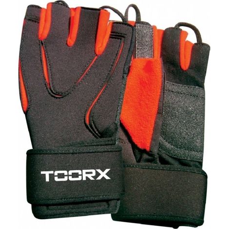 Guanti palestra professionali - Neoprene / Lycra / Pelle scamosciata - Nero/Arancio L - Nero