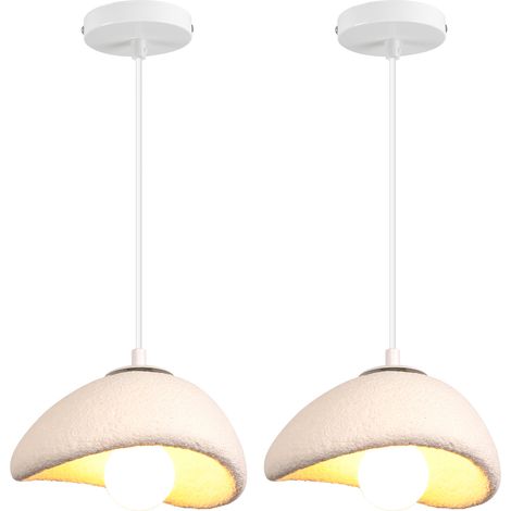 2X Lámpara De Techo De Interior Personalizada Y Creativa 20CM Lámpara Colgante Retro E27, Lampara Techo Moderna Blanco