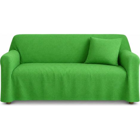 Drap Multifonction – Couvre-canapé 2 Places ou Couvre-lit Simple/Double, Mélange de Coton Uni Vert, Dimensions 170 x 280 cm – Fabriqué en Italie (1/5)