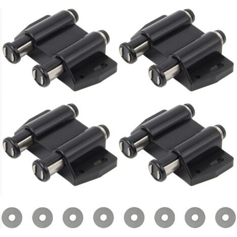 Push to Open Magnet 4 Pieces Push Release Magnetic Latch Double Spring Magnetic Door Latch Plastic Magnet Latch Cupboard with Screws for Cabinet Door Drawer (Black) (1/4)